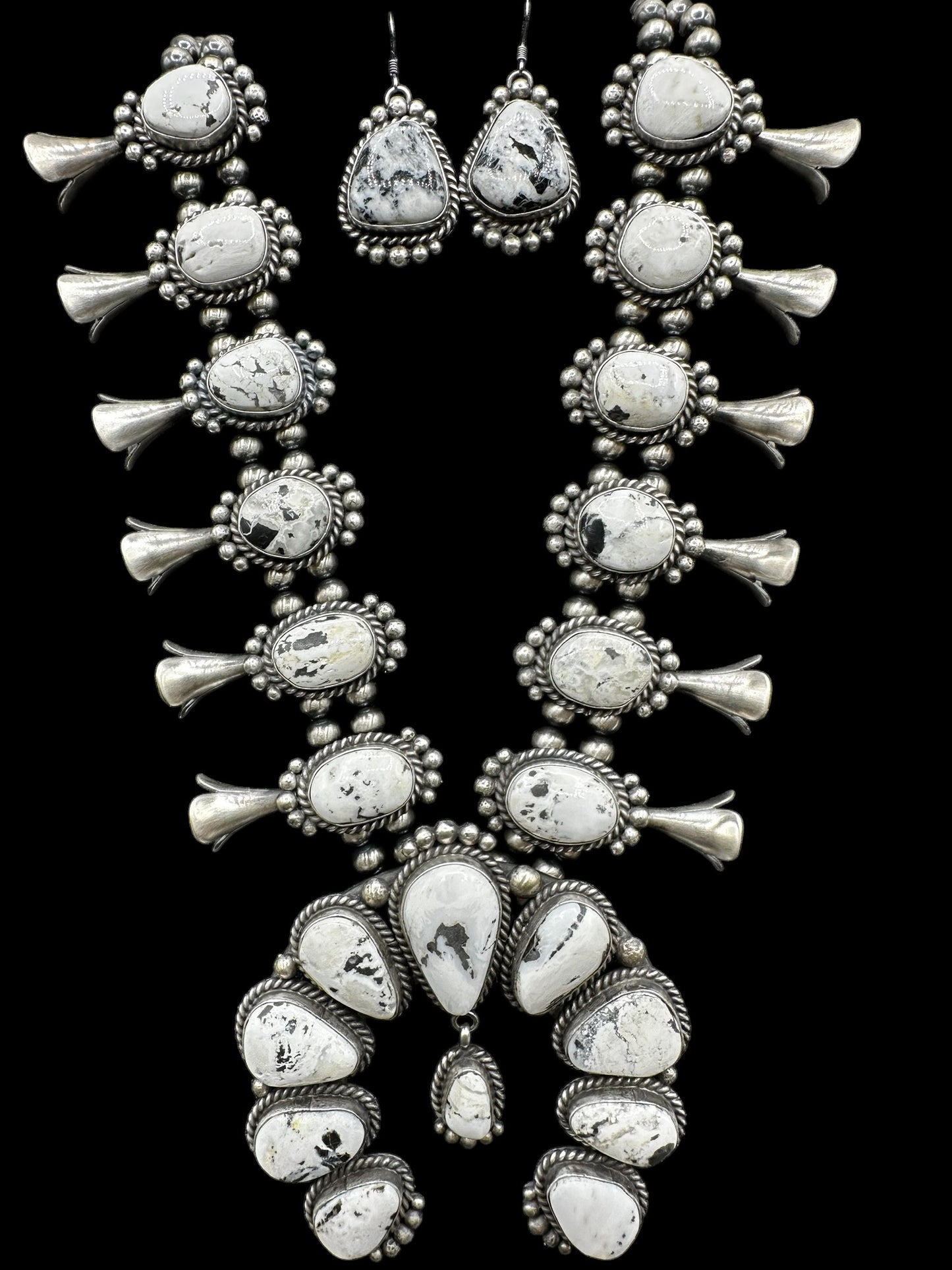 Squash Blossom – White Buffalo and Sterling Silver – Mary Ann Spencer - Handcrafted Native American