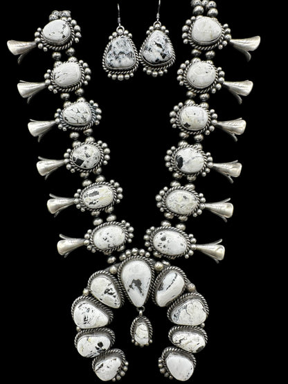 Squash Blossom – White Buffalo and Sterling Silver – Mary Ann Spencer - Handcrafted Native American