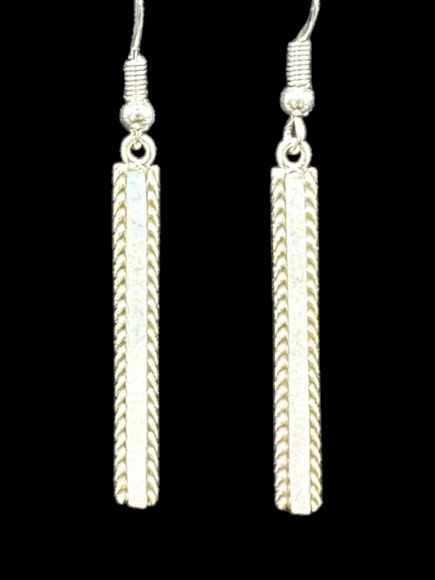 Allen Barney - White Fire Opal & Sterling Silver - Hook Earrings - Handmade Native American