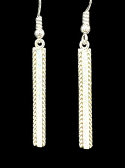 Allen Barney - White Fire Opal & Sterling Silver - Hook Earrings - Handmade Native American