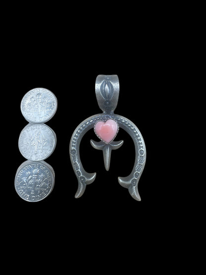 El Billah - Naja Pendant - Pink Conch Shell &  Sterling Silver - Handmade Native American