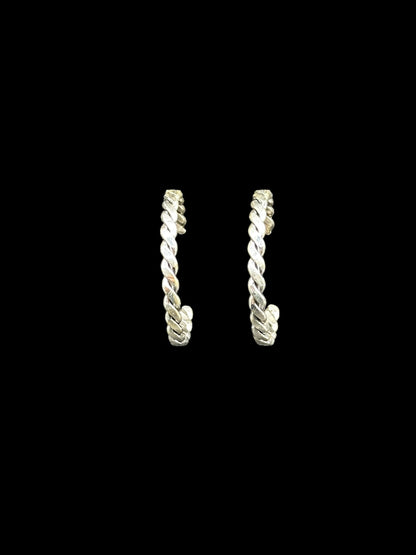 Sterling Silver Woven Stud Hoop Earrings – Artisan Jewelry
