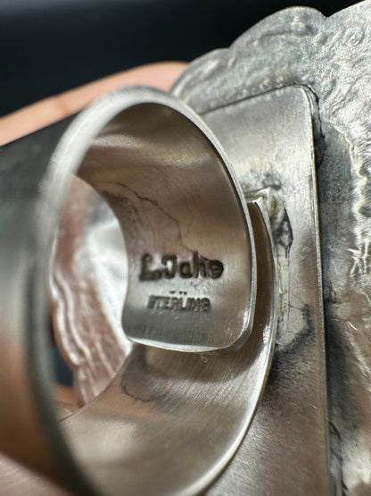 Large Heart Ring Adjustable Ring - Sterling Silver - Handmade Native American by Leander Tahe