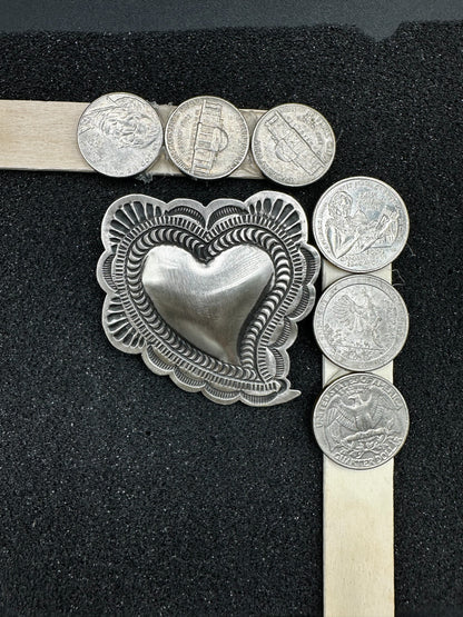 Large Heart Ring Adjustable Ring - Sterling Silver - Handmade Native American by Leander Tahe