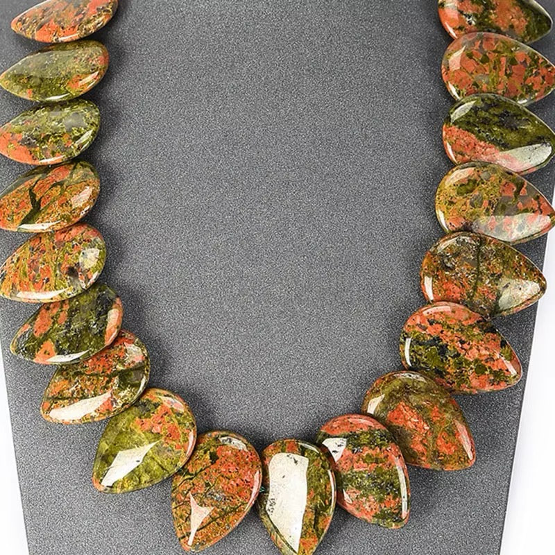 Teardrop Pillow Necklace - Natural Gemstones - Hand Strung Artisan Collection