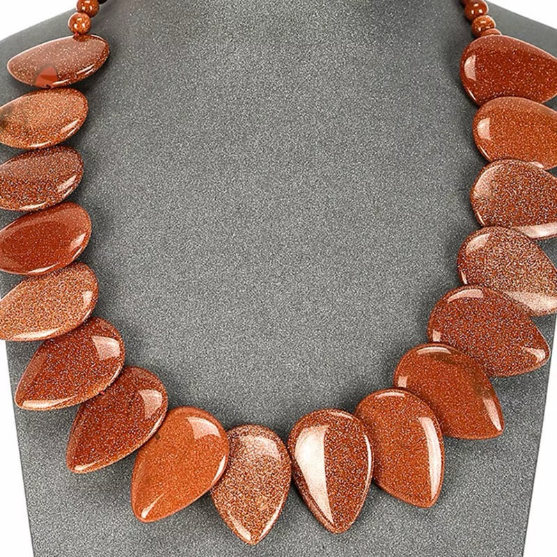Teardrop Pillow Necklace - Natural Gemstones - Hand Strung Artisan Collection