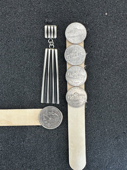 Leander Tahe's Beth Dutton Long Rectangular Sterling Silver Drop Earrings - Handmade Native American