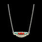 Round Bar - Turquoise/Coral and Sterling Silver Chain Link Necklace - Thomas Jim - Handcrafted Native American
