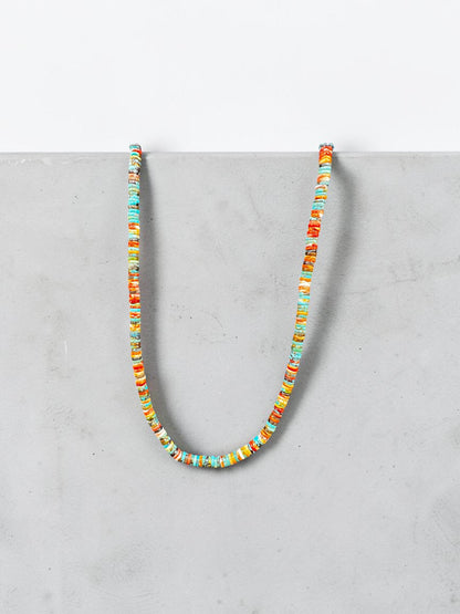 4MM Heishi Necklace Multi Color – Genuine Turquoise & Spiny Oyster  - Handmade Native American | Pueblo Craft | New Mexico, USA
