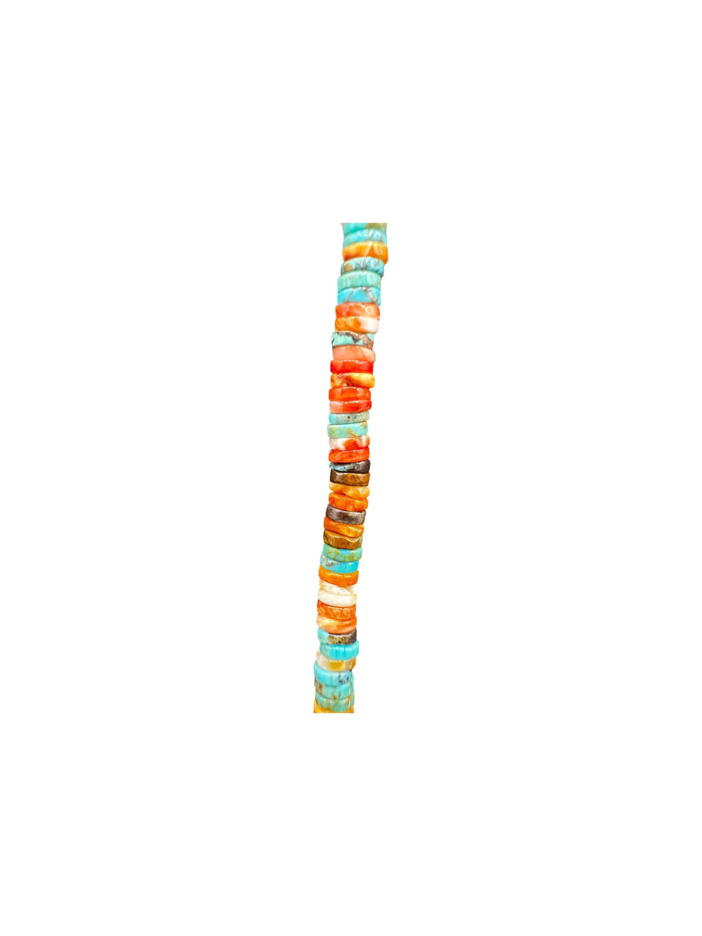 4MM Heishi Necklace Multi Color – Genuine Turquoise & Spiny Oyster  - Handmade Native American | Pueblo Craft | New Mexico, USA
