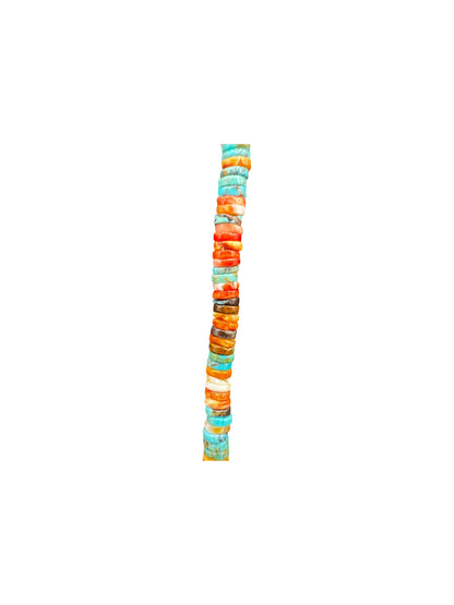 4MM Heishi Necklace Multi Color – Genuine Turquoise & Spiny Oyster  - Handmade Native American | Pueblo Craft | New Mexico, USA