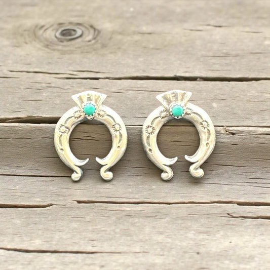 Naja Stud Earrings - Turquoise and Sterling Silver - Handcrafted Native American