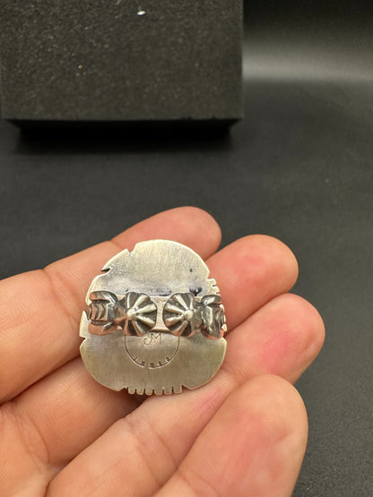 Medium Freeform Cabochon Ring  – Sterling Silver and Genuine Turquoise Ring -  Authentic Handmade Native American – John McCray - Made in USA