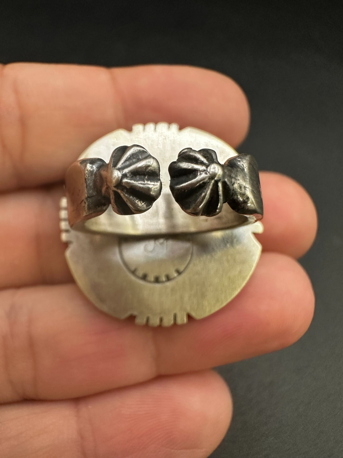 Medium Round Cabochon Ring  – Sterling Silver and Genuine Turquoise Ring -  Authentic Handmade Native American – John McCray