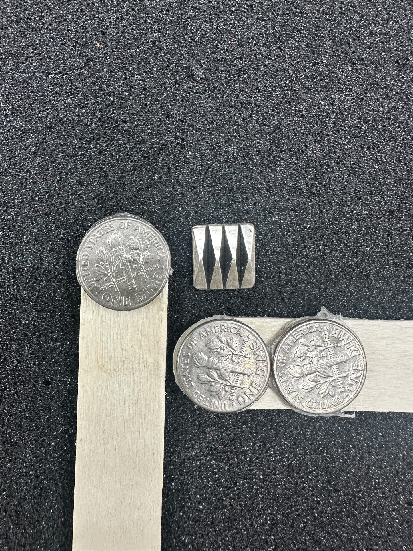Small Square Sterling Silver Stud Earrings - Handmade Native American - Leander Tahe