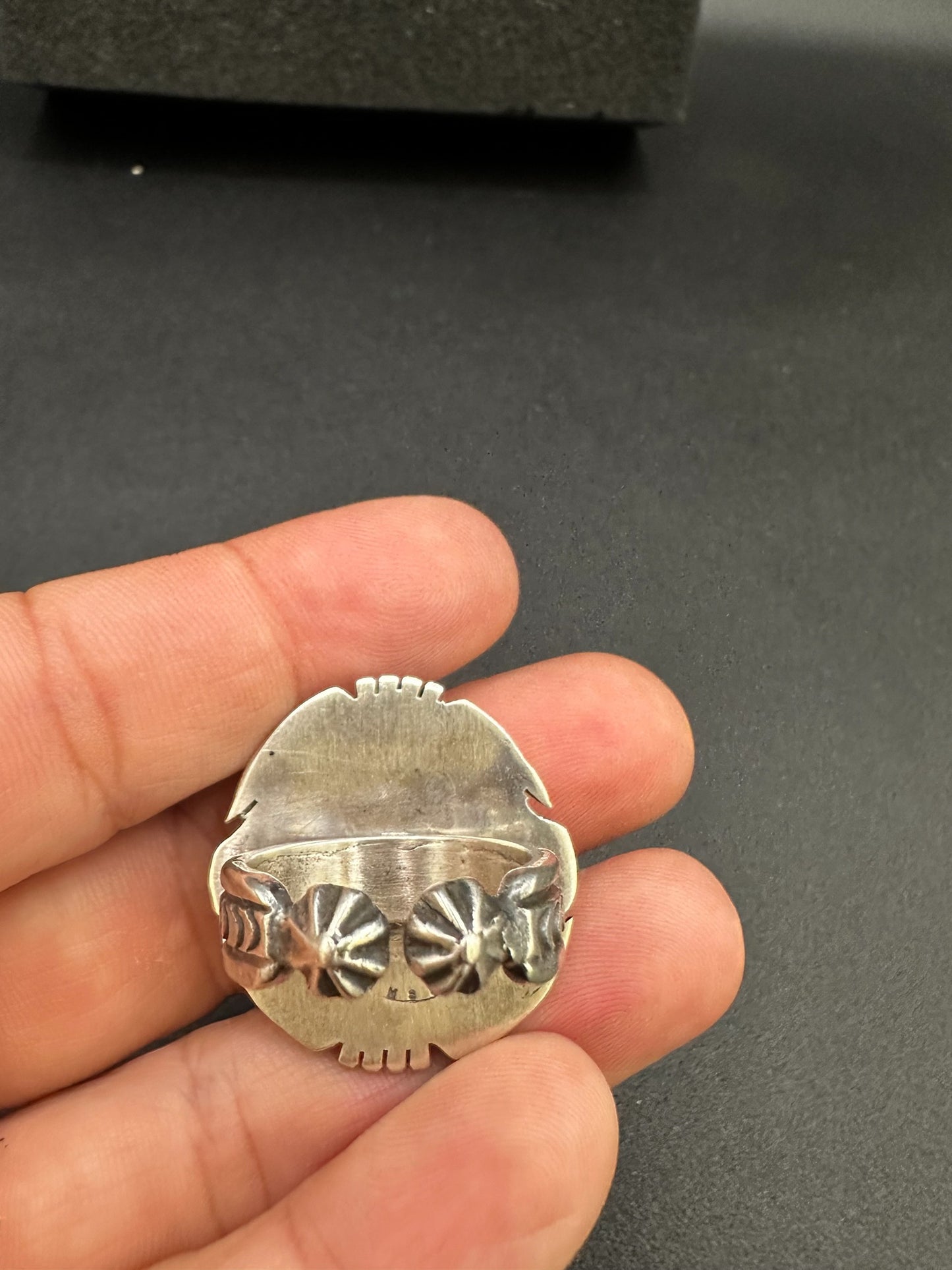 Medium Wide Oval Cabochon Ring  – Sterling Silver and Genuine Turquoise Ring -  Authentic Handmade Native American – John McCray