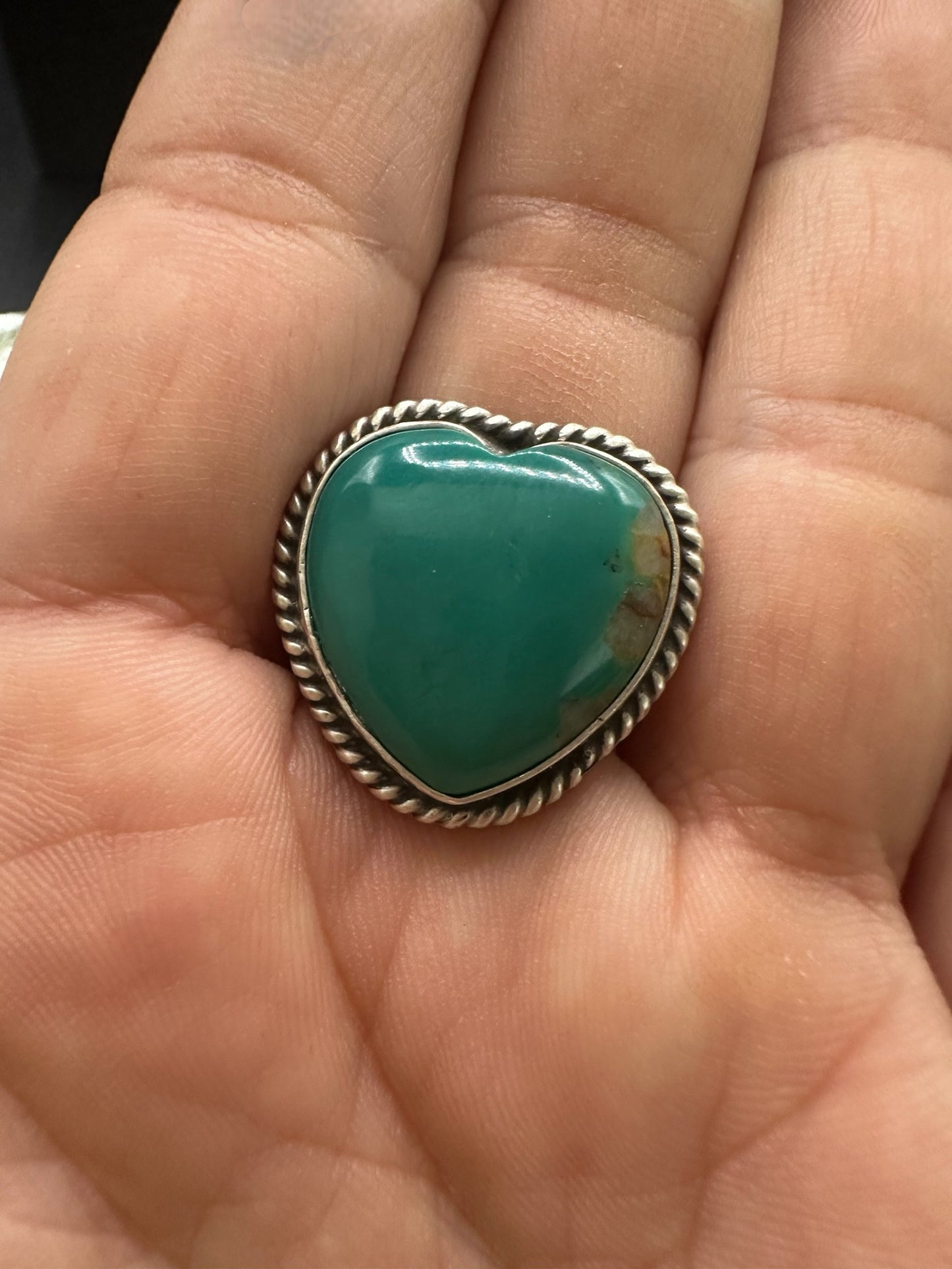 Medium Heart Cabochon Ring  – Sterling Silver and Genuine Queen Pink Conch-  Authentic Handmade Native American – John McCray