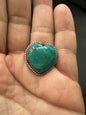 Medium Heart Cabochon Ring  – Sterling Silver and Genuine Turquoise -  Authentic Handmade Native American – John McCray