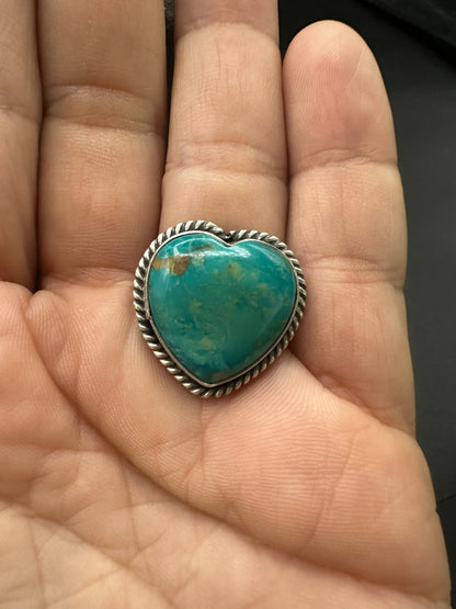 Medium Heart Cabochon Ring  – Sterling Silver and Genuine Queen Pink Conch-  Authentic Handmade Native American – John McCray
