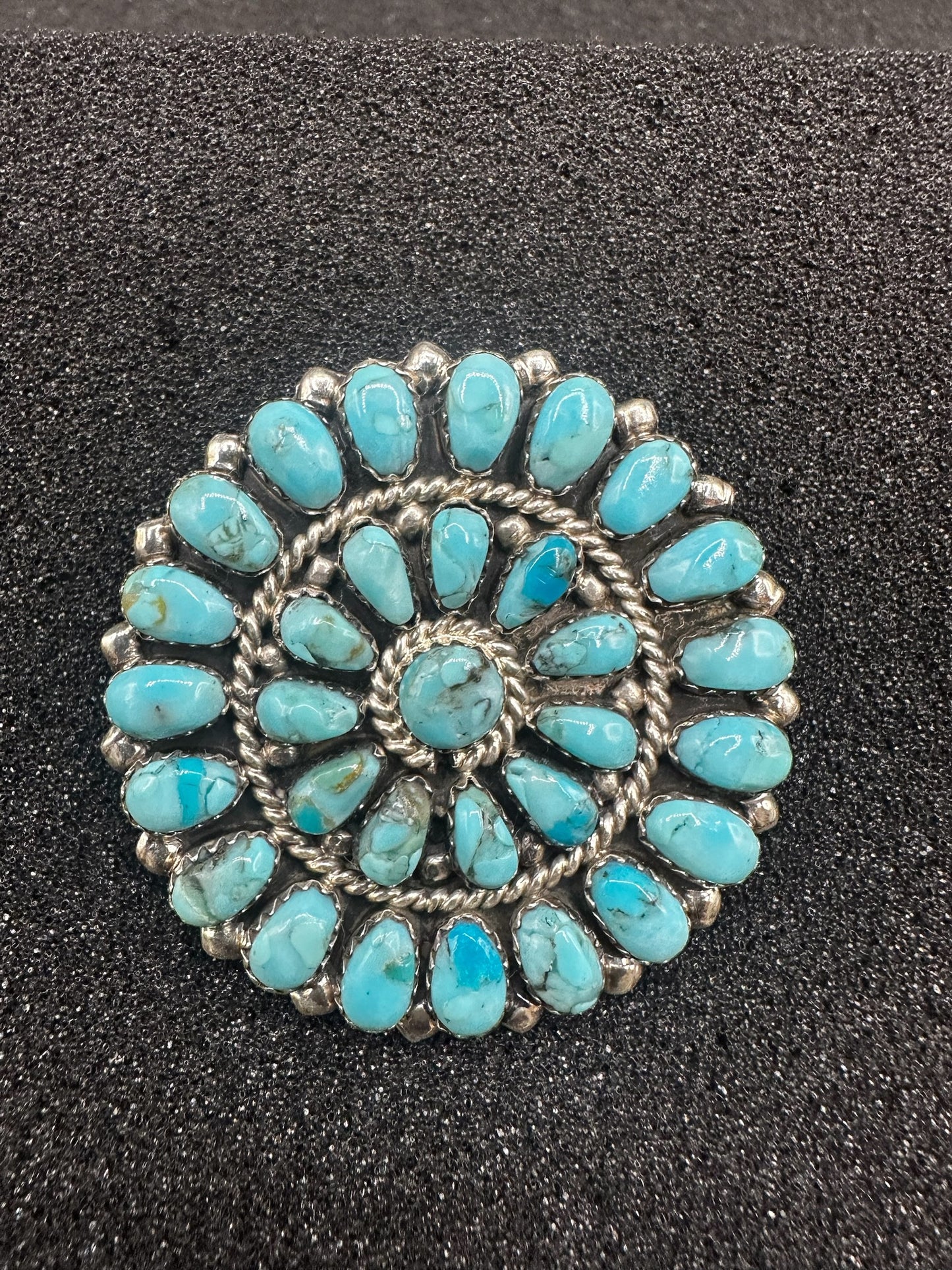 Zuni Cluster Pendant & Brooch - Sterling Silver and Turquoise - Handmade Native American - Lorraine Waatsa