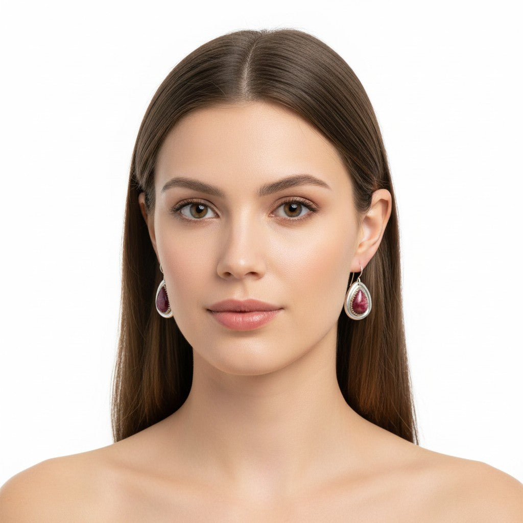 Teardrop Hook Earrings - Purple Spiny Oyster - Artisan Collection