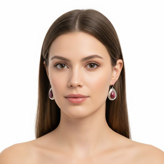 Teardrop Hook Earrings - Purple Spiny Oyster - Artisan Collection