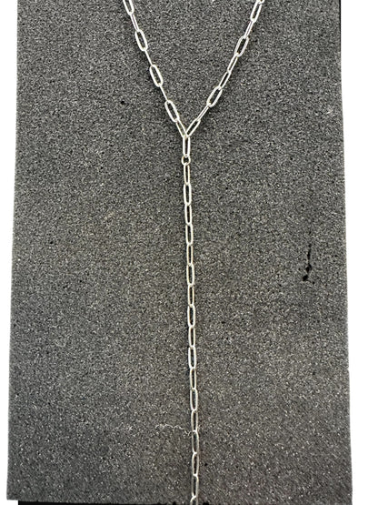 Long Paperclip Lariat Necklace – Silver Plated, Nickel Free -  Fashion Jewelry