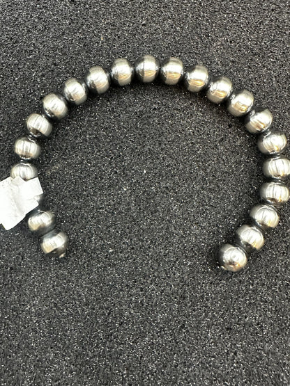 Sterling Silver Pearl Cuff – 8MM Beads –  Artisan Collection