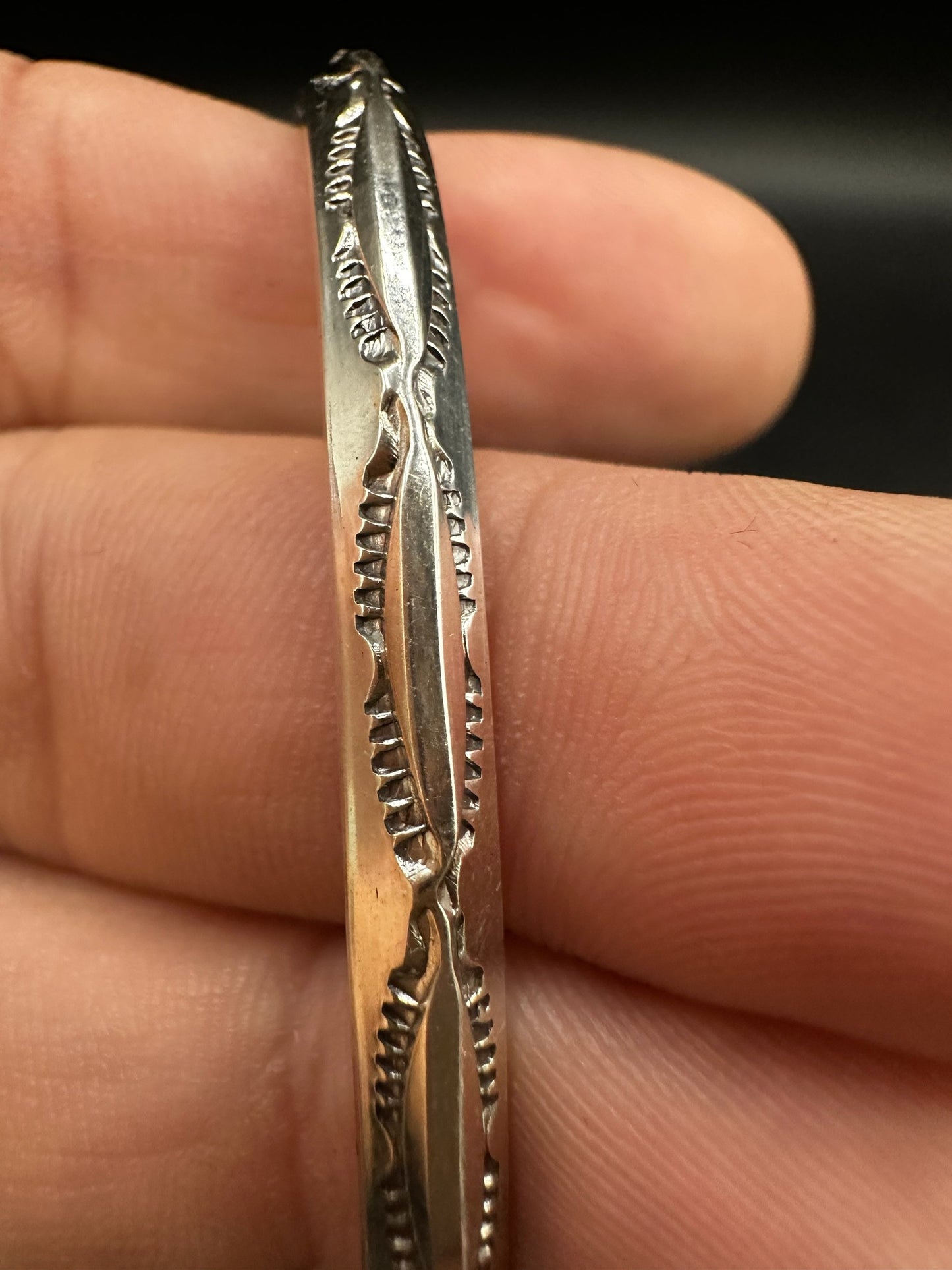 Skinny Stacker Cuff Bracelet – Sterling Silver -  Authentic Native American Handmade - American Sterling Silver - Made in USA – Leander Tahe