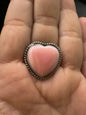 Medium Heart Cabochon Ring  – Sterling Silver and Genuine Turquoise -  Authentic Handmade Native American – John McCray