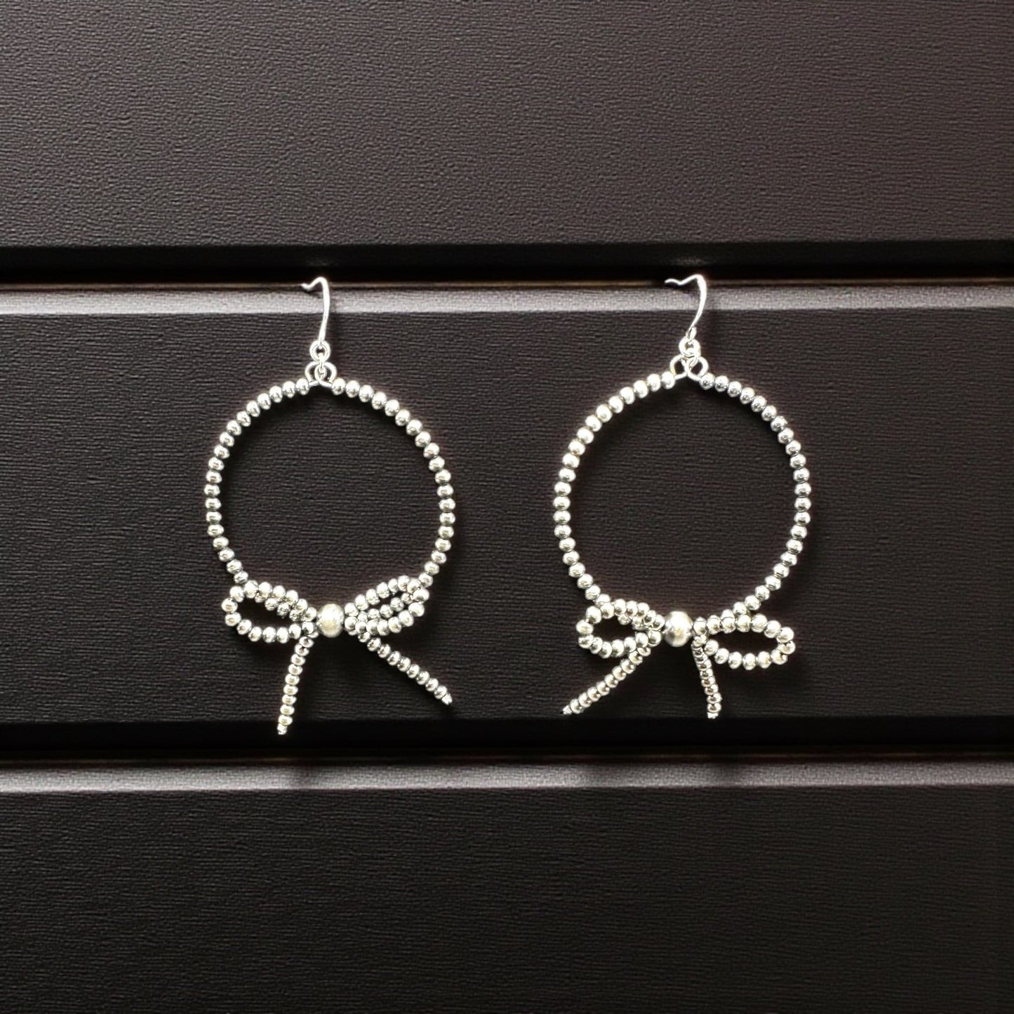 Pretty Bow - Sterling Silver Pearl Hoops- Hook Earrings - Handcrafted Native American