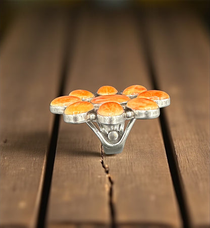 Tom Sam - Spiny Oyster Cluster Ring - Handmade Navajo Native American