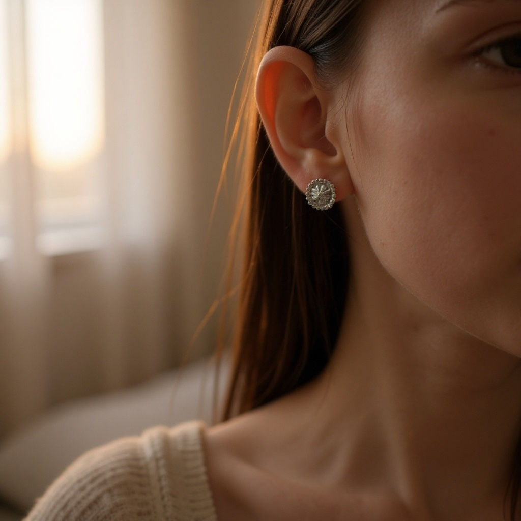 Handcrafted Native American Sterling Silver Stud Earrings