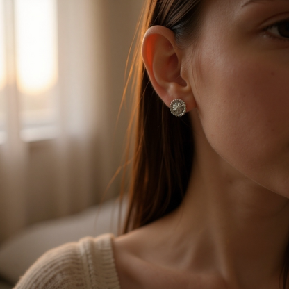 Handcrafted Native American Sterling Silver Stud Earrings
