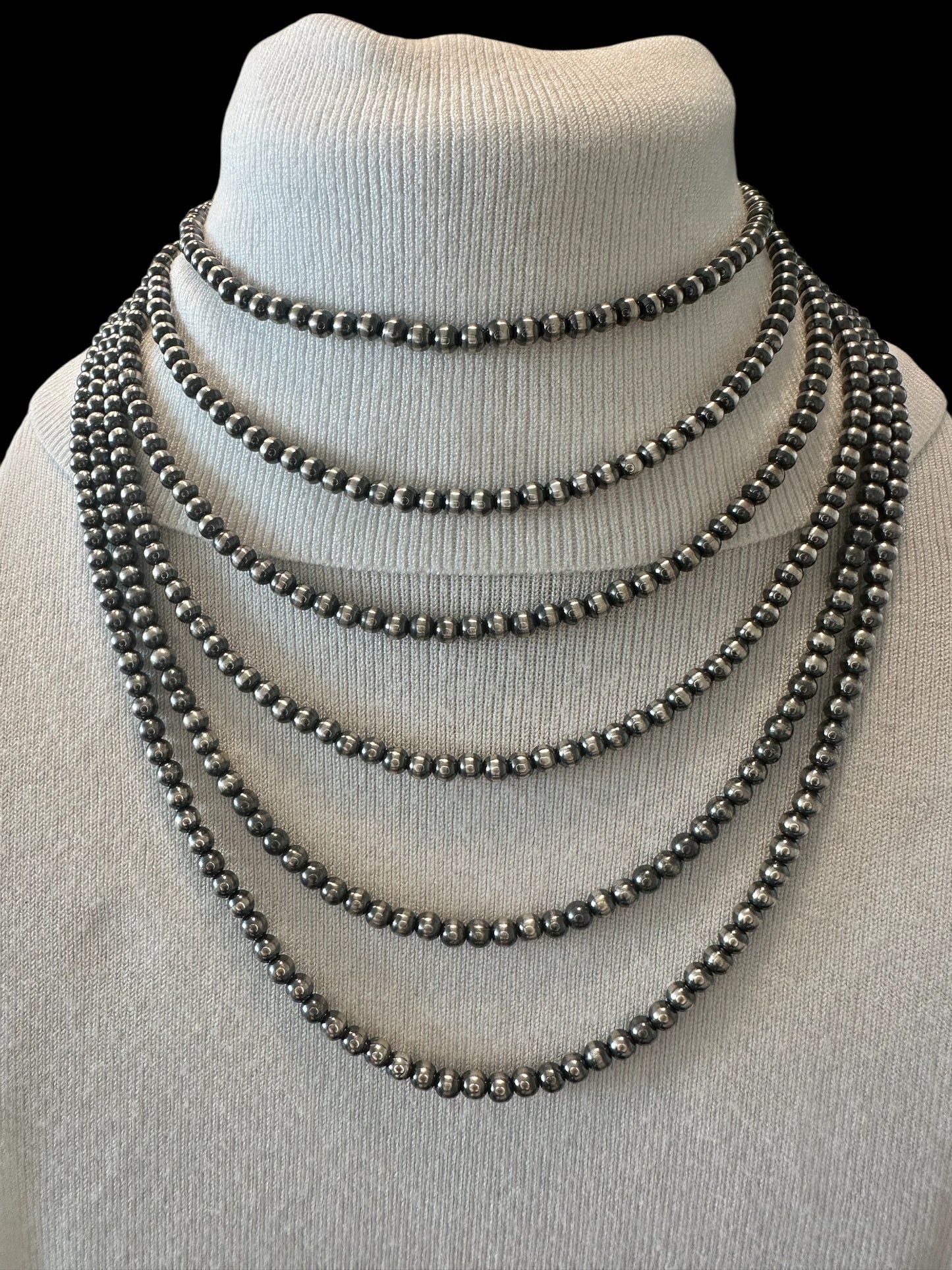 5MM Silver Pearls - Single Strand Necklace - Sterling Silver – Hand Strung