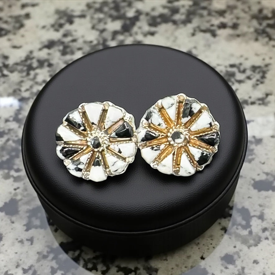 Handcrafted Zuni Sterling Silver White Buffalo Stud Earrings