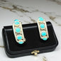 Handcrafted Native American Sterling Silver and Dot Turquoise Hoop Earrings.