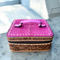 Western Linens - Pink Boot Stitch Suede and Hand-Tooled Leather Jewelry Box