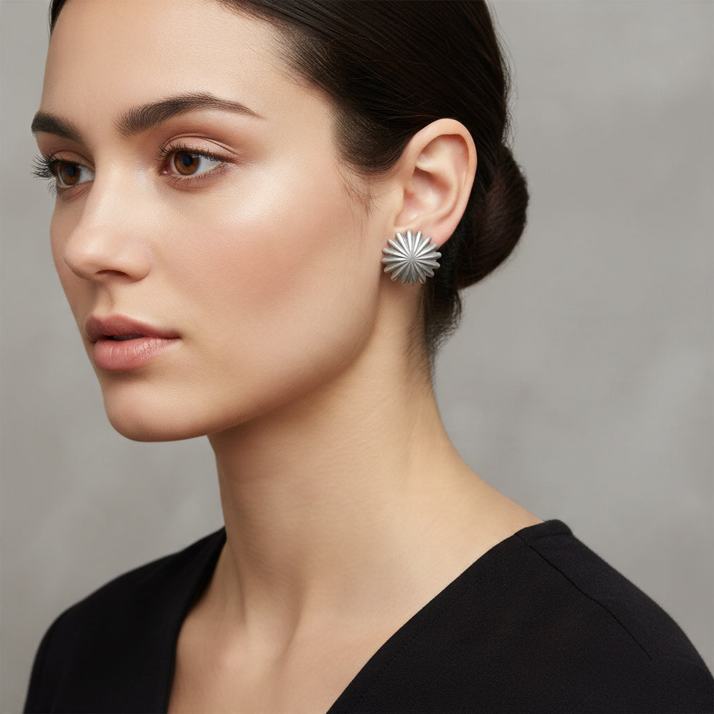 Small Concho Earrings Sterling Silver Stud Earrings - Handmade Native American