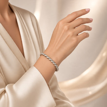 Michael Tahe - Barbed Wire Twisted Stacker Cuff Bracelet – Sterling Silver -  Native American Handmade