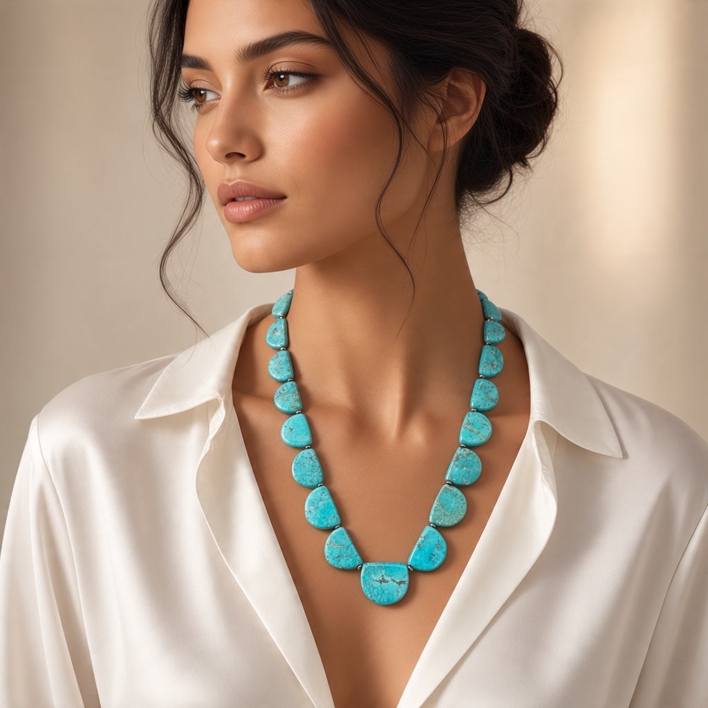 Multi Slab Necklace – Genuine Turquoise  - Handmade Native American