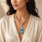 Marco Begay Double Teardrop Pendant – Genuine Sonoran Turquoise and Sterling Silver - Handmade Native American