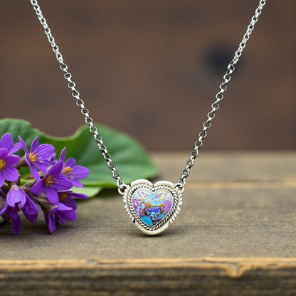 Jon McCray - Heart Necklace – Turquoise and Sterling Silver - Handmade Native American