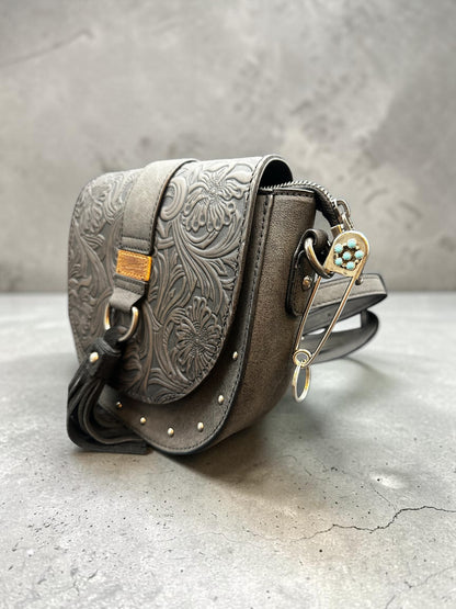 Keychain/Purse Charm - Large Safety Pin - Sterling Silver & Genuine Gem Stones - Artisan Collection