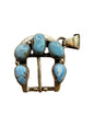 Medium Belt Buckle Pendant – Sterling Silver and Genuine Turquoise-  Authentic Native American Handmade