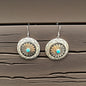 Round Concho Turquoise and Sterling Silver - Hook Earrings - Handcrafted Native American