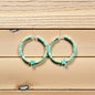 Round Sonoran Turquoise and Sterling Silver Hoops with Star- Hook Earrings - Handcrafted Native American