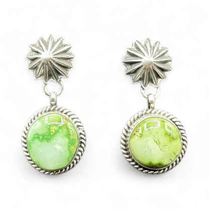 Solitaire - Turquoise and Sterling Silver - Drop Earrings - E. Richards - Handcrafted Native American