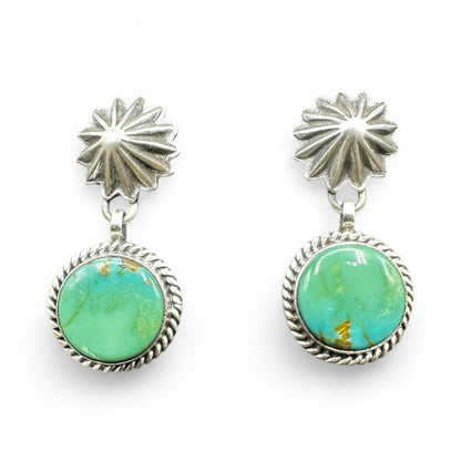Solitaire - Turquoise and Sterling Silver - Drop Earrings - E. Richards - Handcrafted Native American