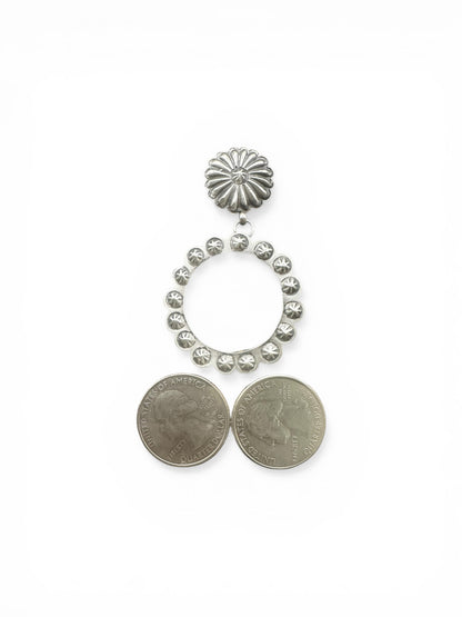 Medium Concho Cut Out Earrings – Sterling Silver Hand Stamped - Authentic Native American Handmade – Eugene Charley - Made in USA